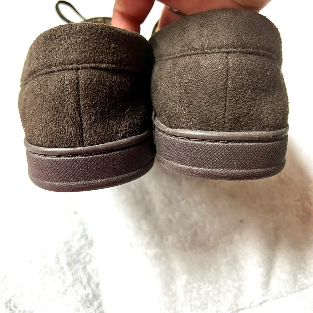 LEVI’S Men's Suede Chocolate brown Moccasin Slippers fleece size 7-8